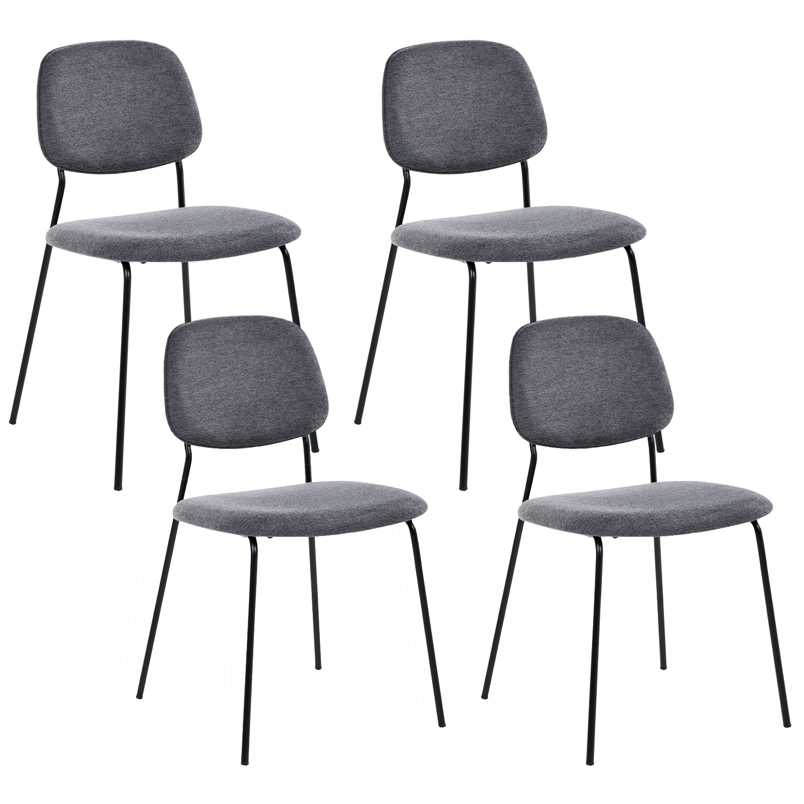Sæt med 4 spisebordsstole RILEY Grå