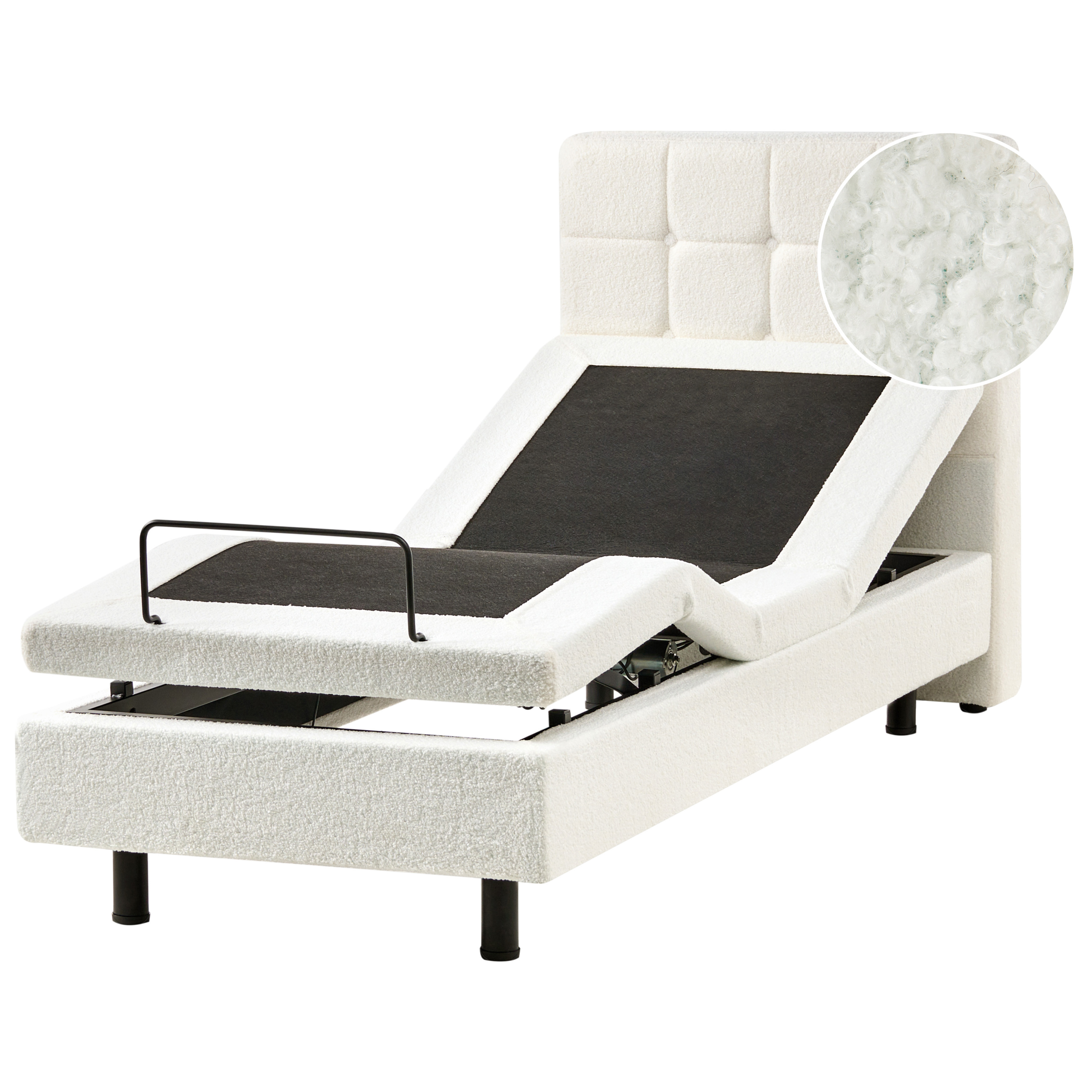 Justerbar seng Boucle DUKE 80 x 200 cm Cremehvid