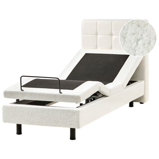 Justerbar seng Boucle DUKE 80 x 200 cm Cremehvid