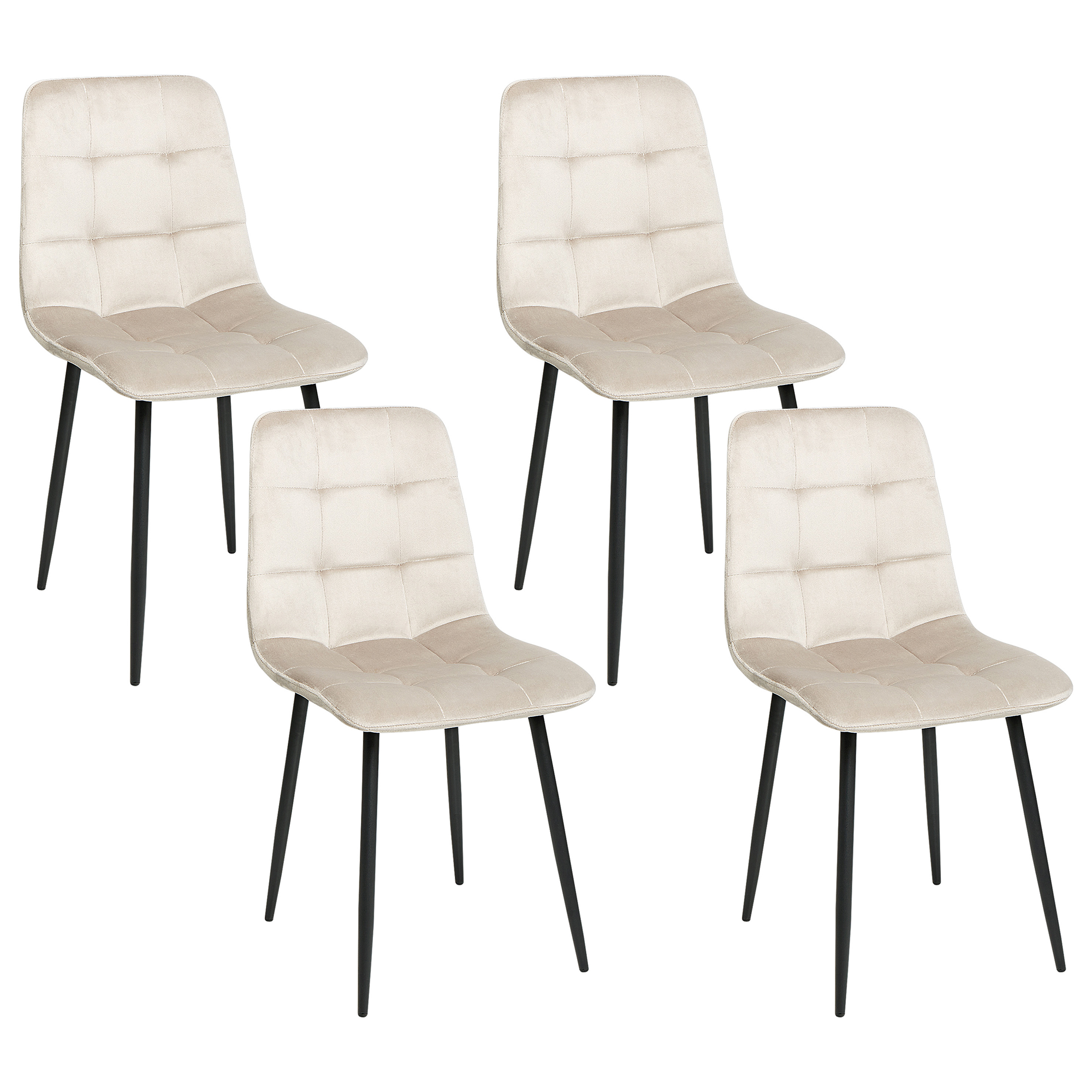 Sæt med 4 spisebordsstole POWELL Velour Beige