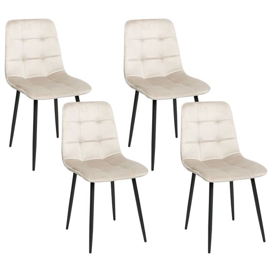 Sæt med 4 spisebordsstole POWELL Velour Beige