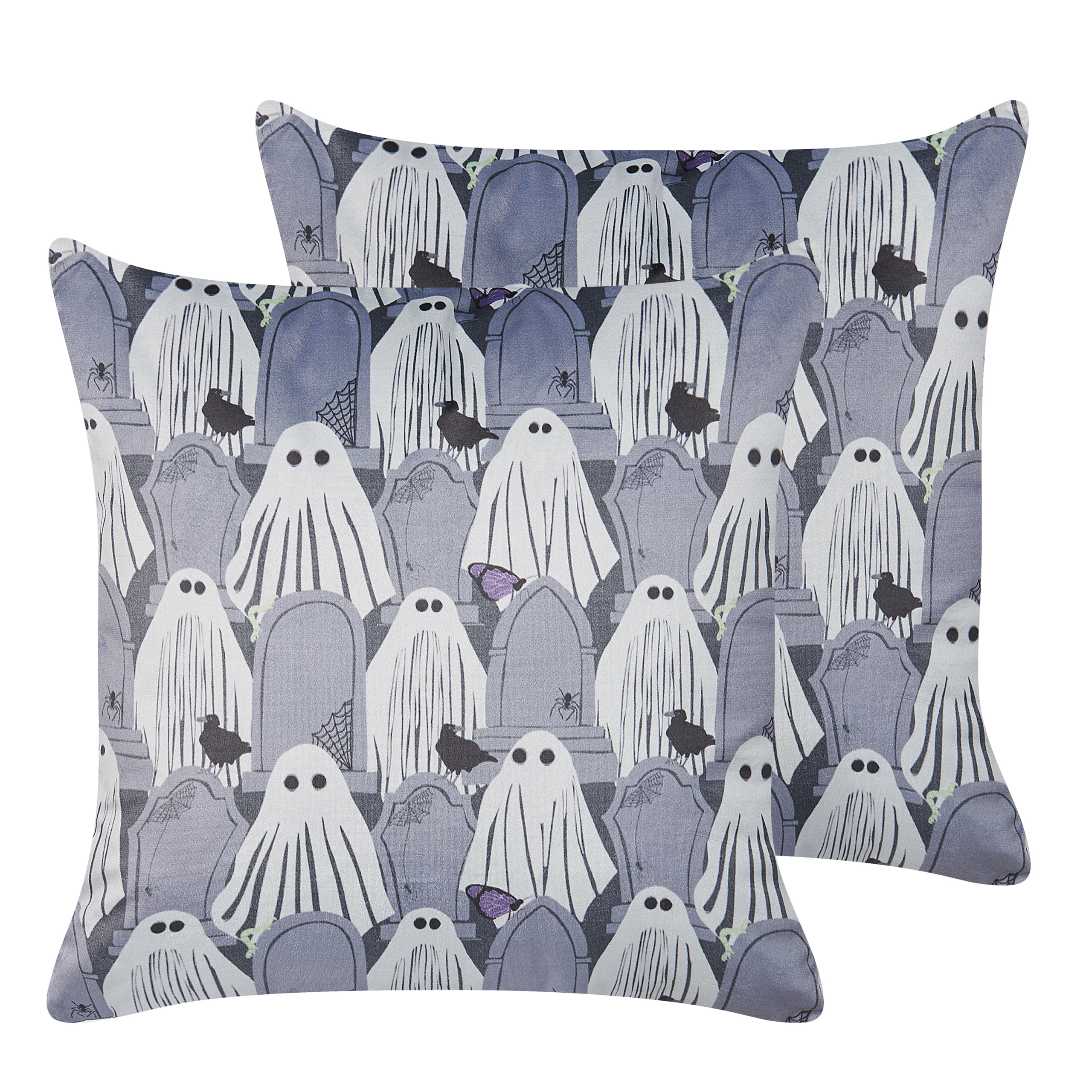 Sæt af 2 pyntepuder FANATE 45 x 45 cm Velour Grå Abstraktmønster