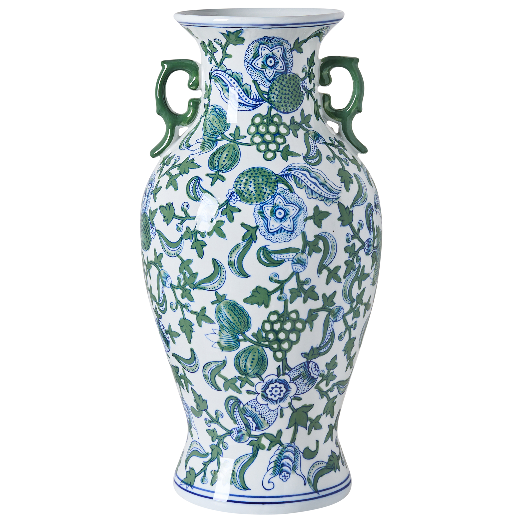 Blomstervase SEGOWIA 47 cm Porcelæn Hvid/blå