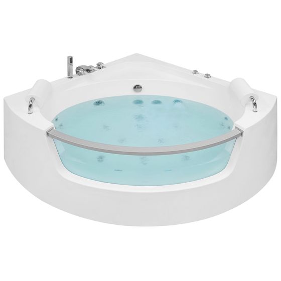 Hjørne-boblebad med LED MANGLE 187 x 136 cm Hvid