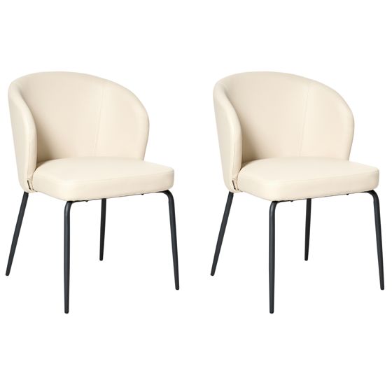 Sæt med 2 spisebordsstole ZANA Kunstlæder Lys Beige