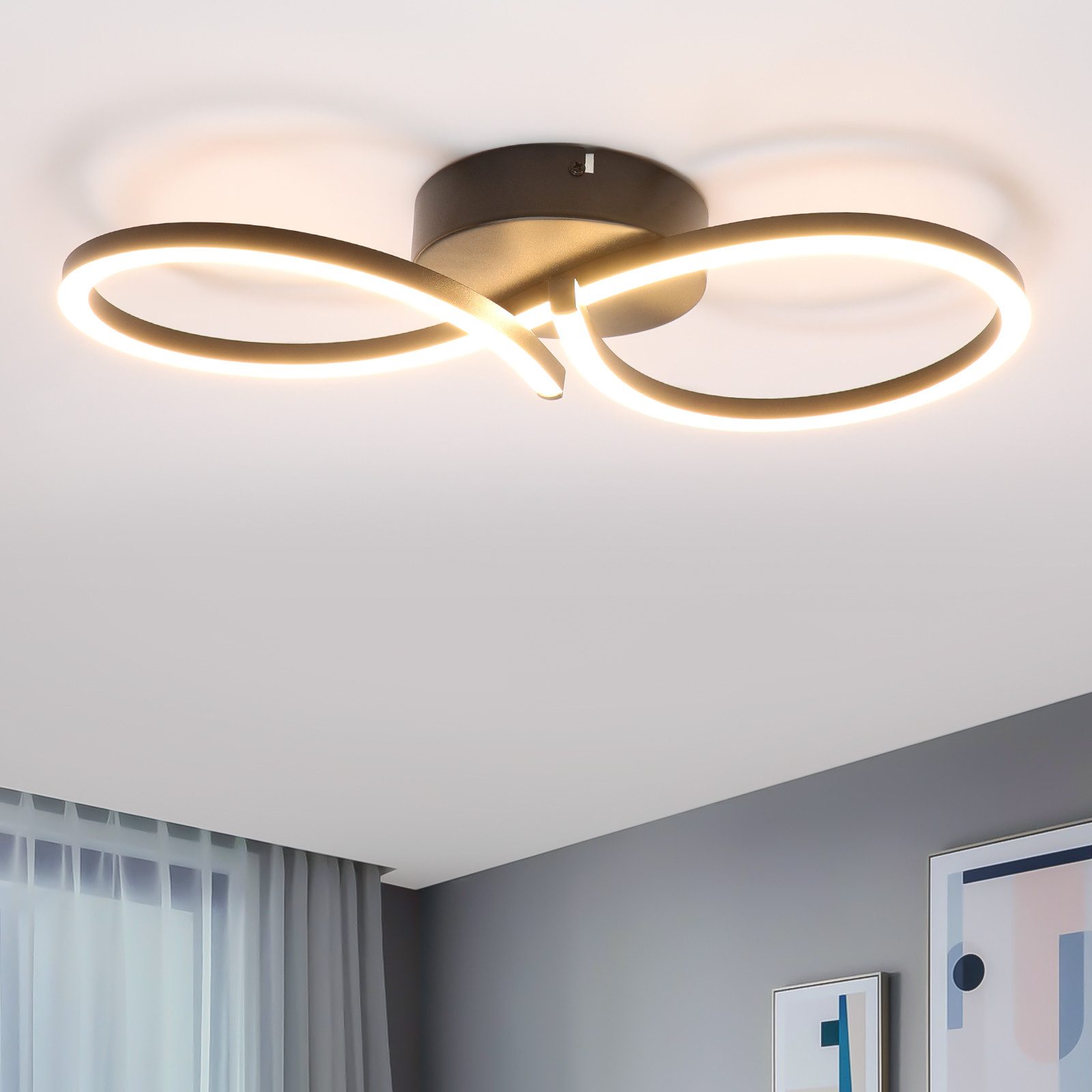 NETTLIFE LED - loftlampe, til stue, 24W, moderne, kreativ, sort køkkenlampe, 3000K, varm hvid