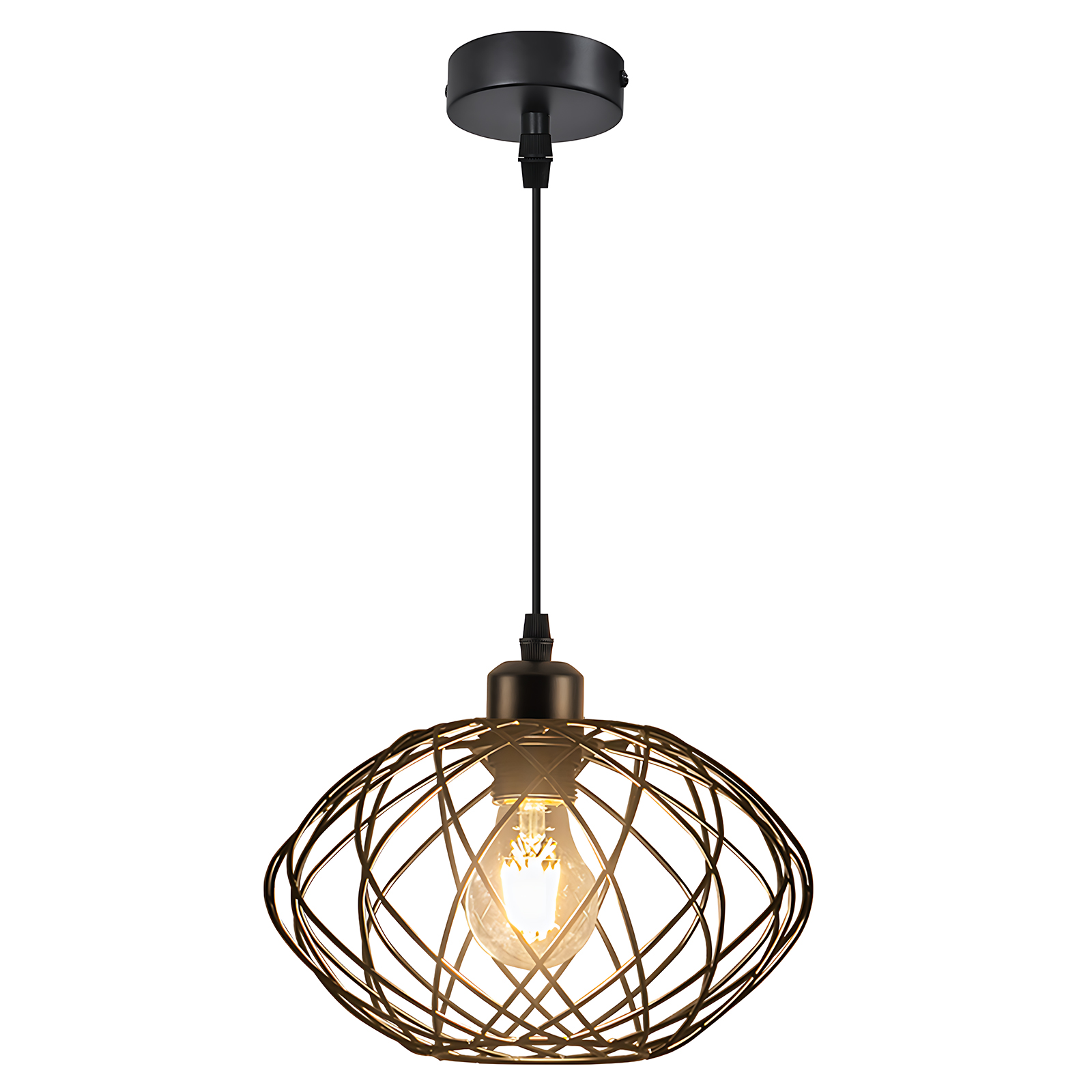NETTLIFE - pendellampe, industriel, sort, pendellampe - Vintage - metalpendellampe, E27, retro pendellampe