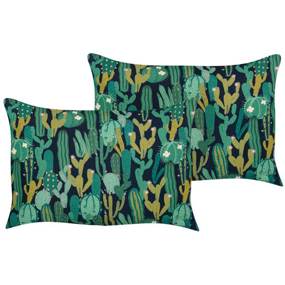 Sæt af 2 havehynder BUSSANA Plante mønster 40 x 60 cm Grøn