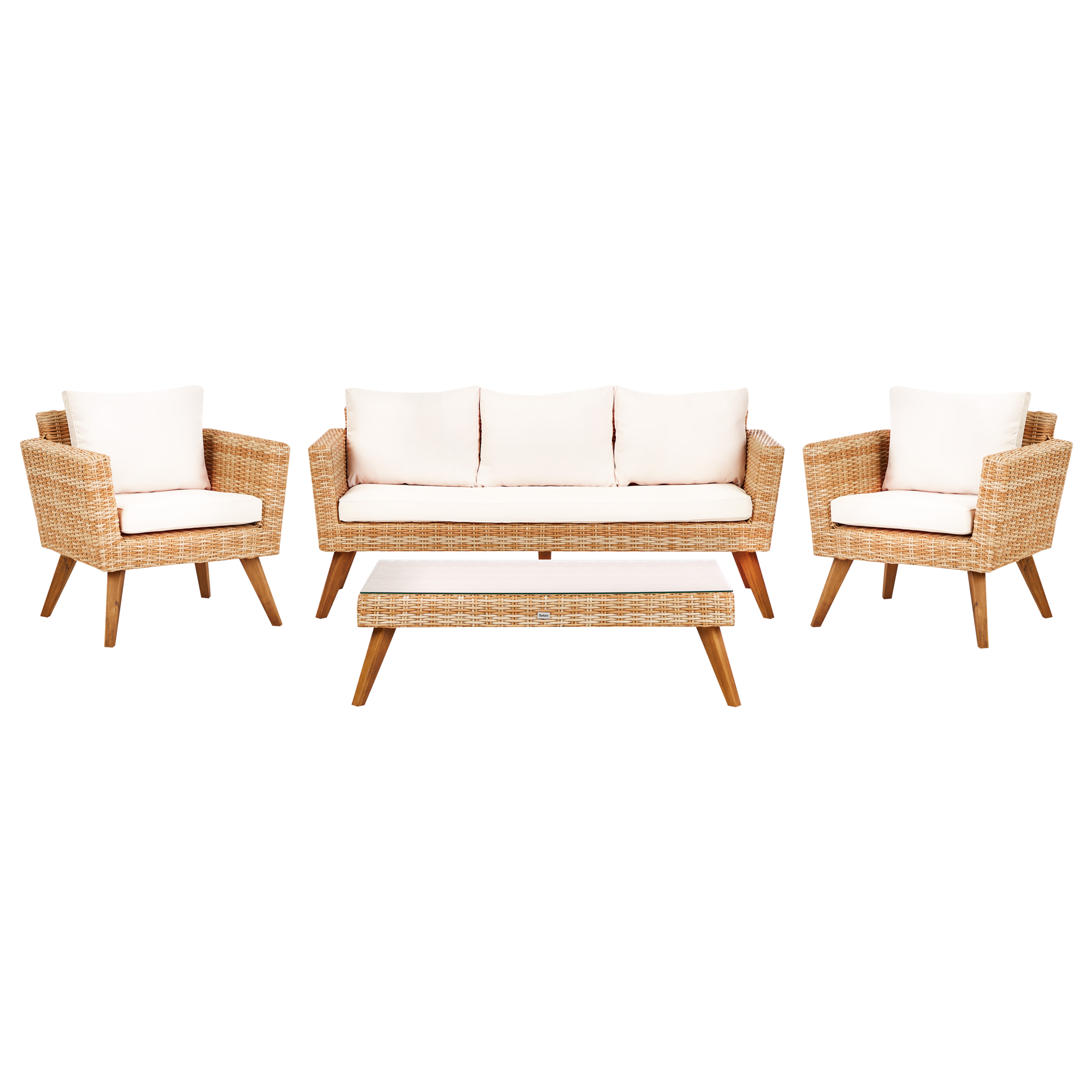 Loungesæt med bord 5 personers VITTORIA XL PE-rattan Cremehvid