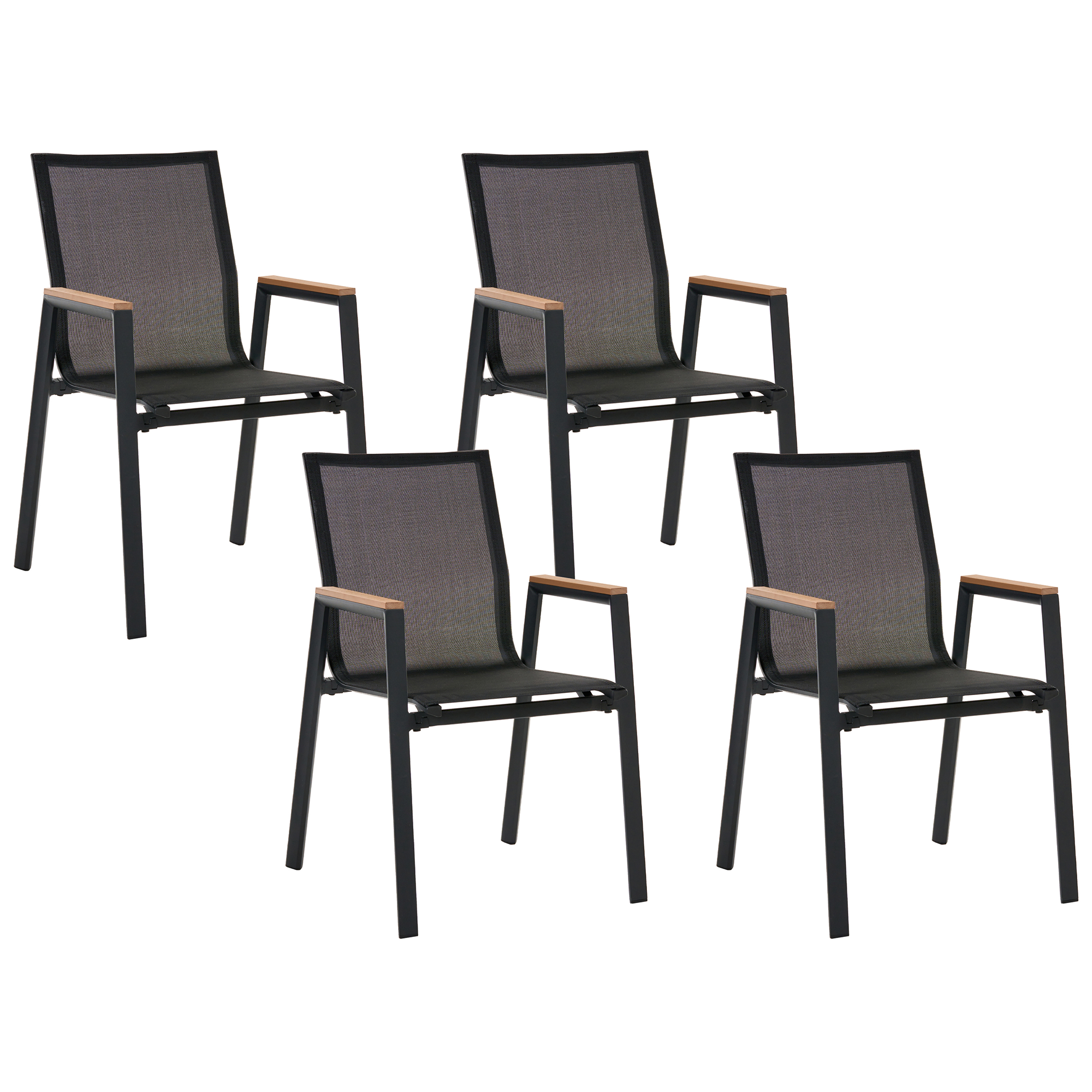 Sæt af 4 havestole TIANO Metal Sort