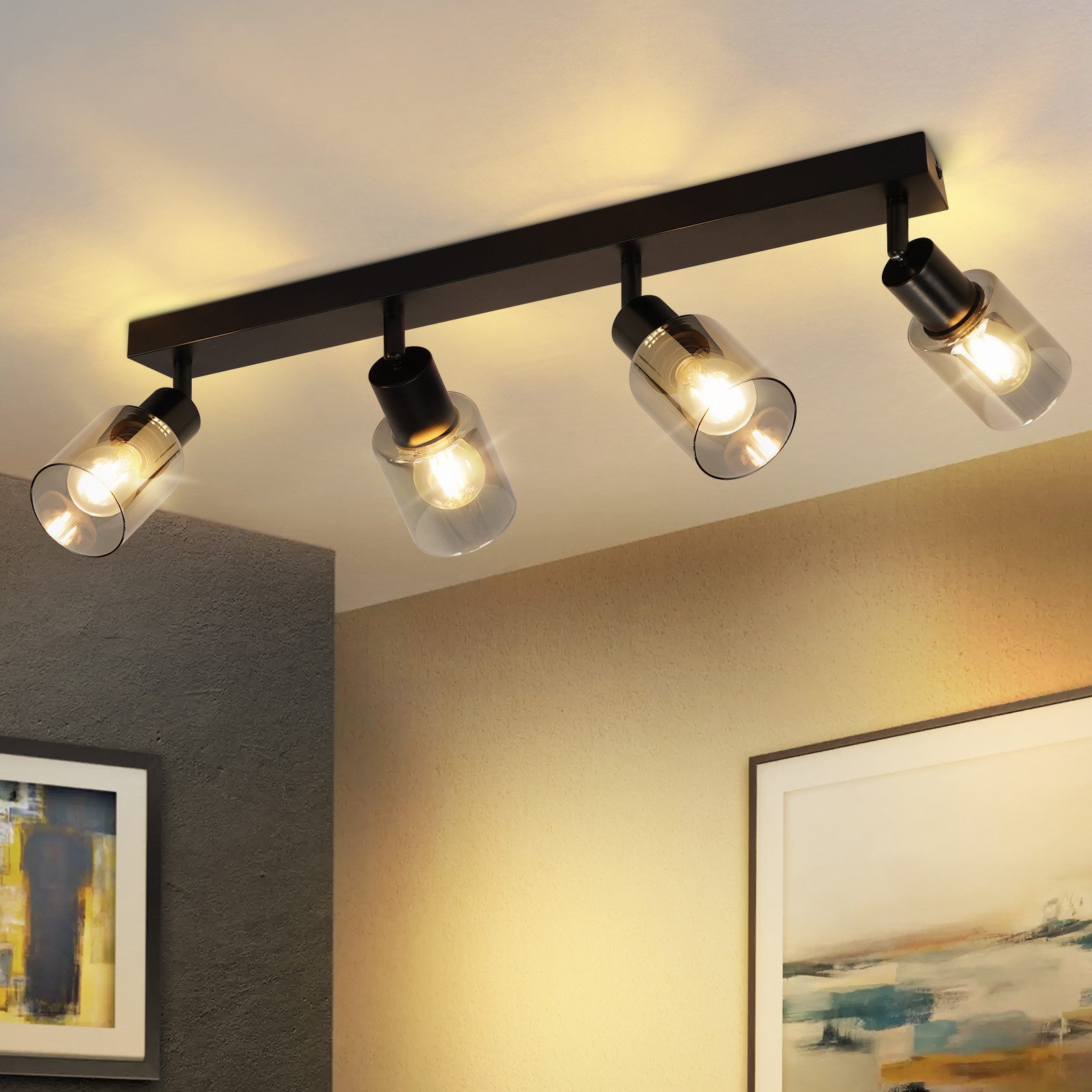 NETTLIFE - loftlampe spotlight 4 flammer sort industriel E14 loftlampe til stuen
