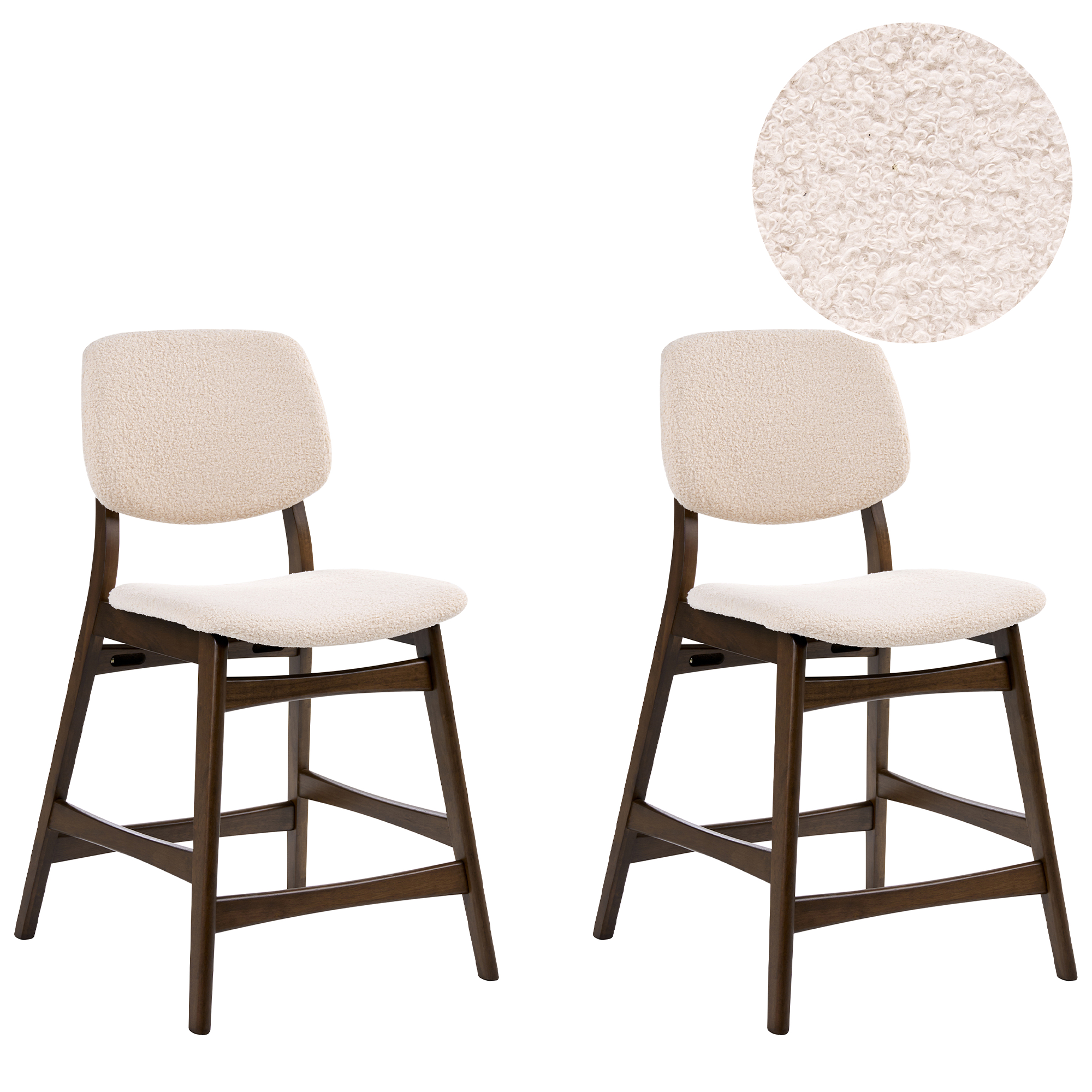 Sæt med 2 barstole ELAINE Boucle Brun/lys beige