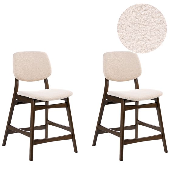 Sæt med 2 barstole ELAINE Boucle Brun/lys beige