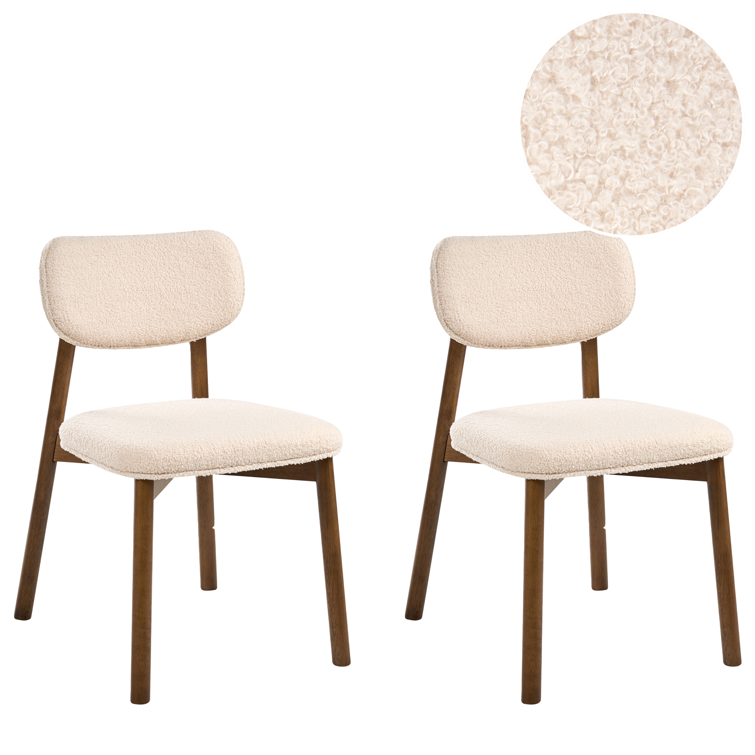 Sæt med 2 spisebordsstole MILLS Boucle Brun/lys beige