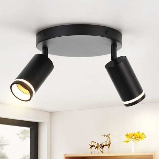 NETTLIFE LED - loftslampe med 2 flammer - sort loftslampe med GU10 drejespot i træ uden lampe
