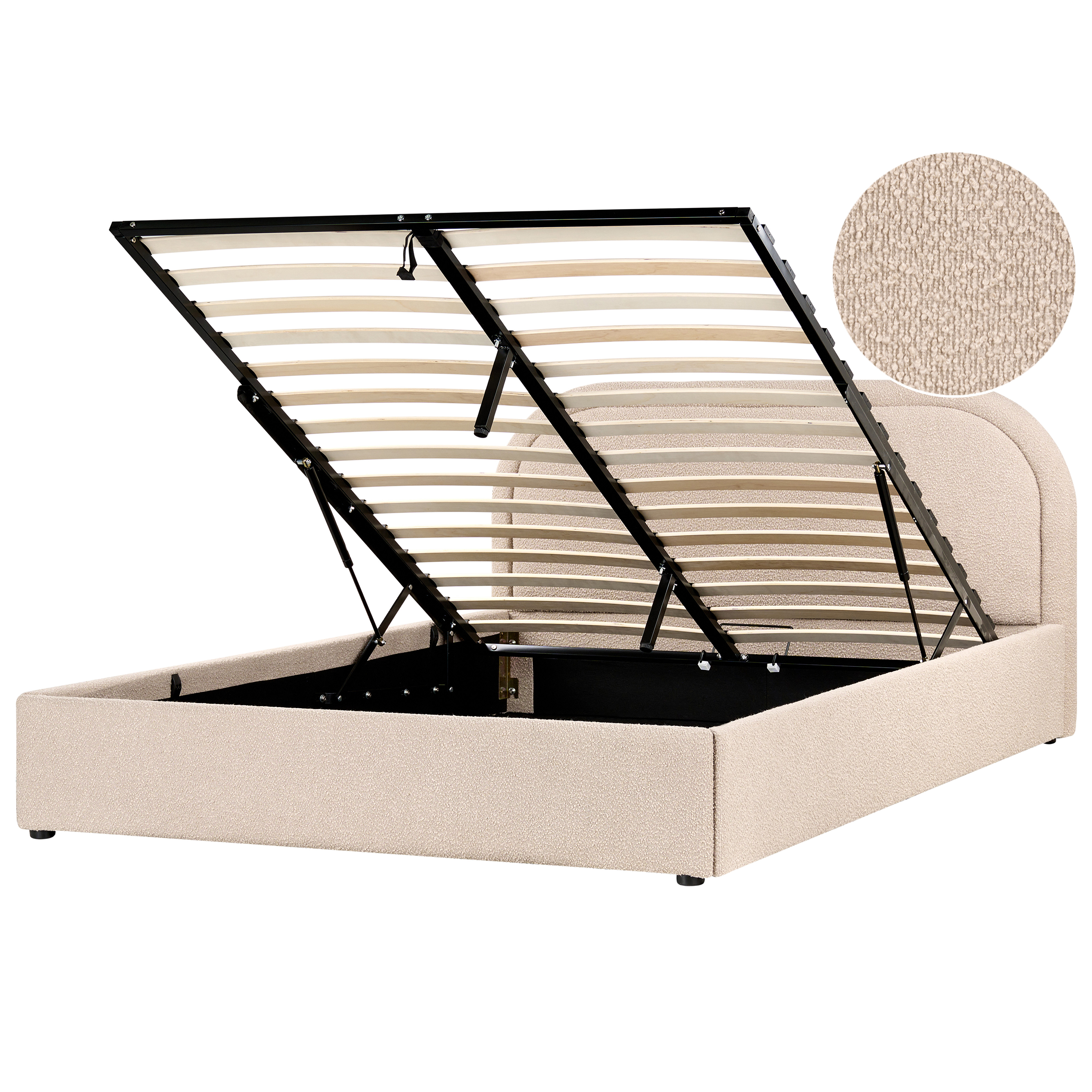 Seng med opbevaring QUILLIEN Boucle Beige 160 x 200 cm