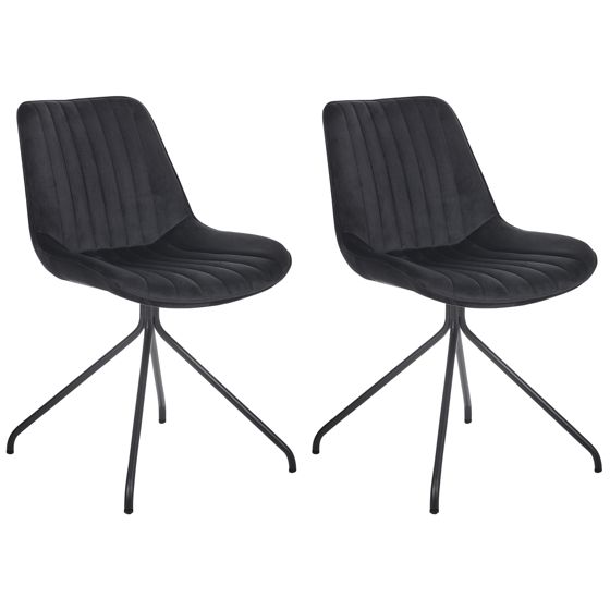 Sæt med 2 spisebordsstole NAVASOTA Velour Sort