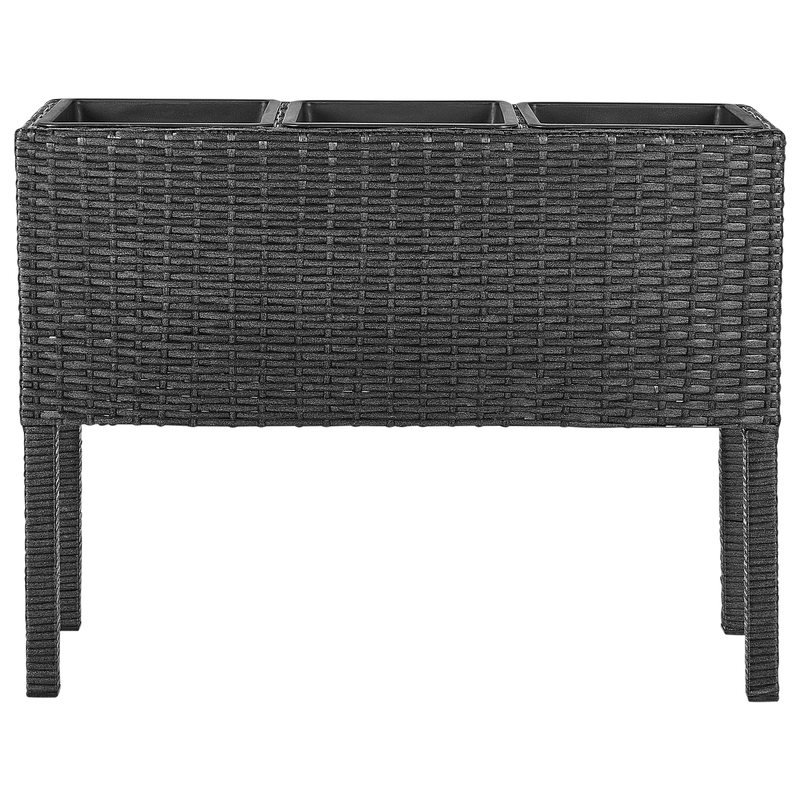 Forhøjet plantekrukke CARAGANA 77 cm PE-rattan Sort