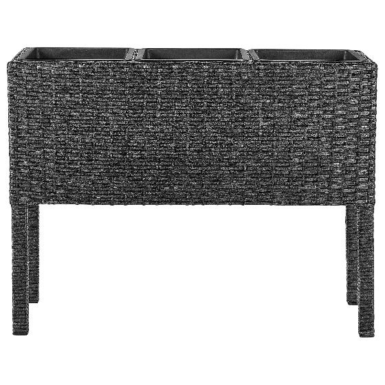 Forhøjet plantekrukke CARAGANA 77 cm PE-rattan Sort