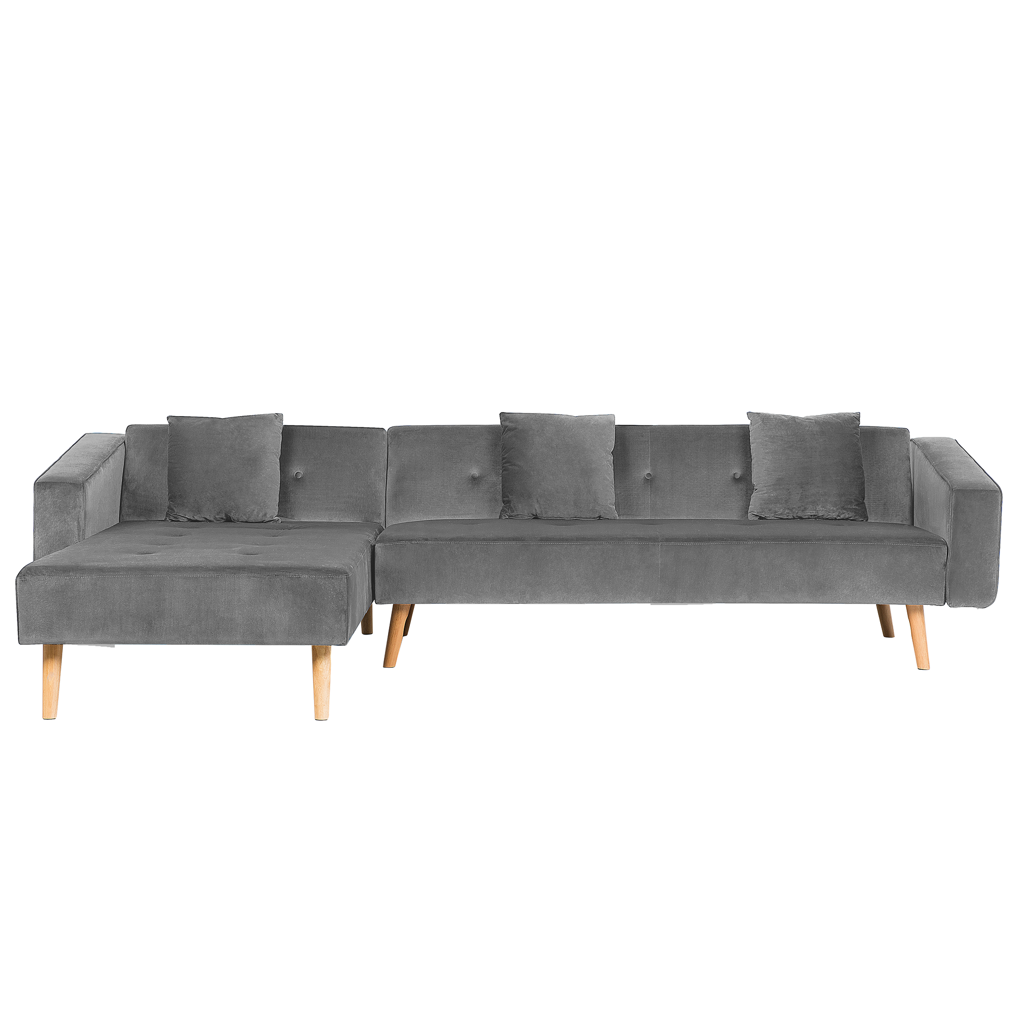 Hjørnesovesofa 4 personers VADSO Velour Grå Højrevendt