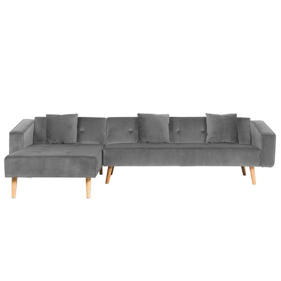 Hjørnesovesofa 4 personers VADSO Velour Grå Højrevendt