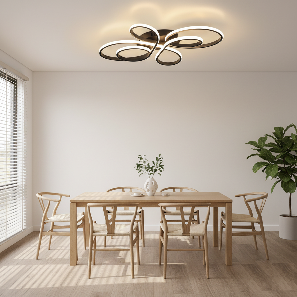NETTLIFE LED - loftlampe, dæmpbar, stor, 100 cm, til stue, 90 W, moderne, sort Med fjernbetjening