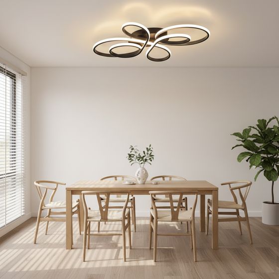NETTLIFE LED - loftlampe, dæmpbar, stor, 100 cm, til stue, 90 W, moderne, sort Med fjernbetjening