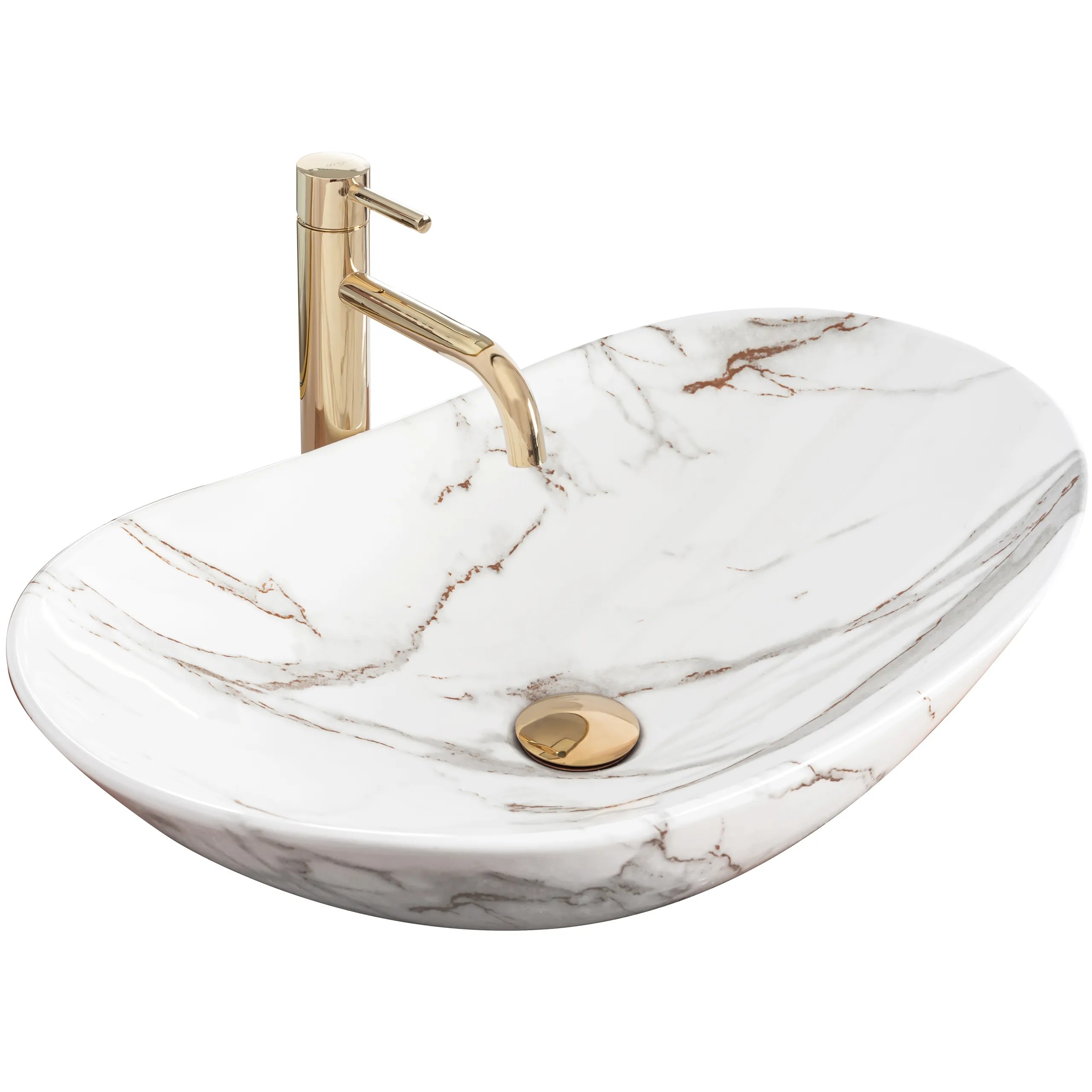 REA bordmonteret håndvask ROYAL SHINY AIAX Hvid, 62x36x16cm