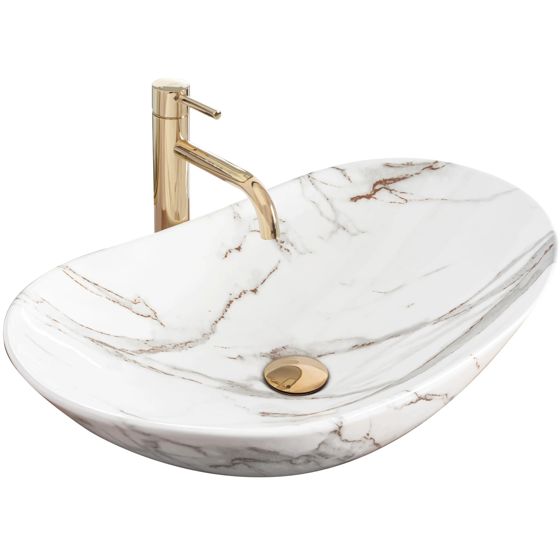 REA bordmonteret håndvask ROYAL SHINY AIAX Hvid, 62x36x16cm