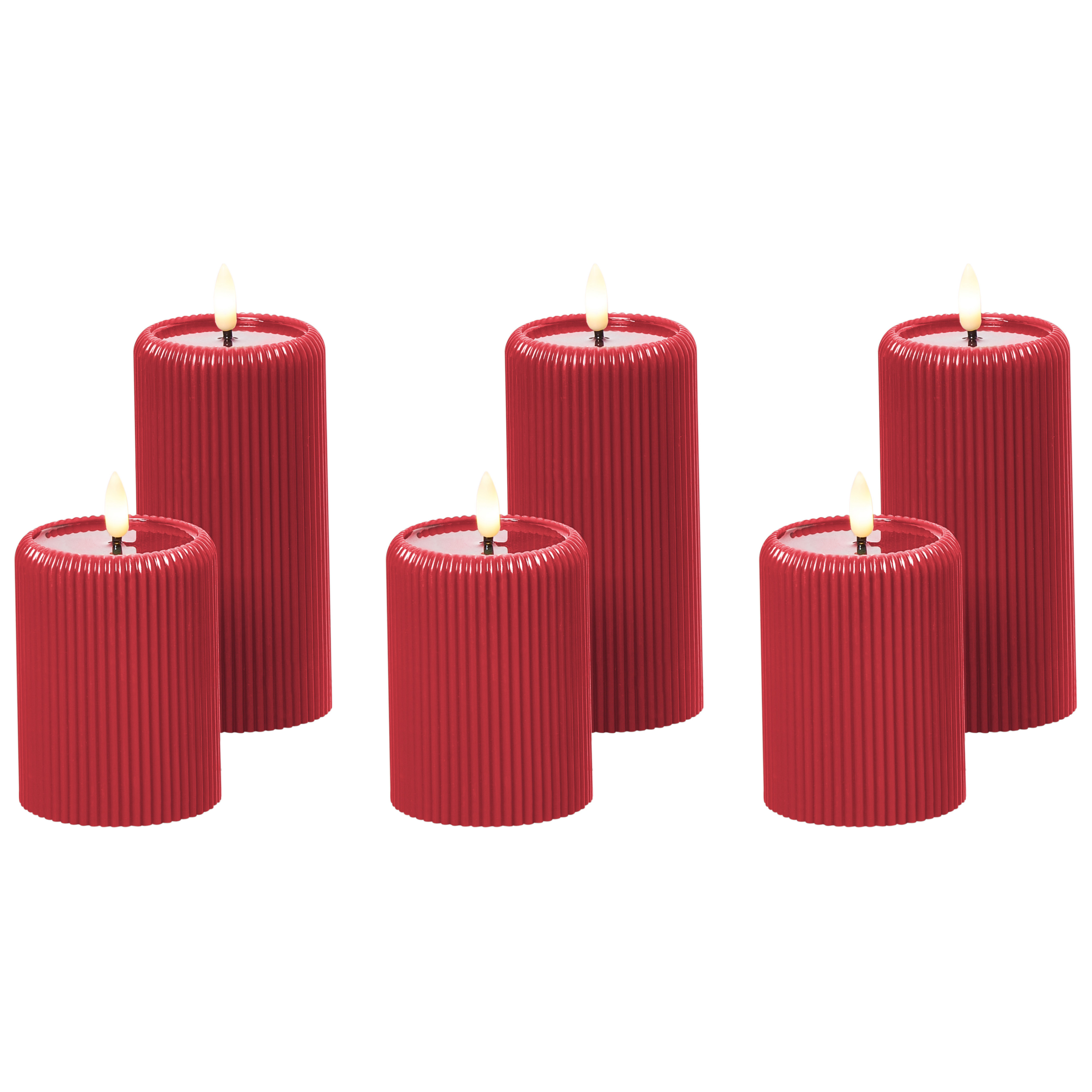 Sæt af 6 LED-stearinlys NOISETTE 10/16 cm Rød