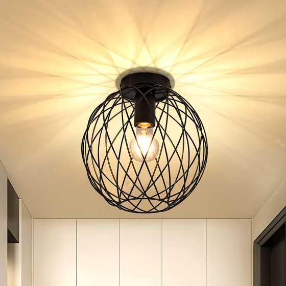 NETTLIFE industriel loftslampe, sort Vintage - entrelampe, rund, E27, 1 pære, retro metal