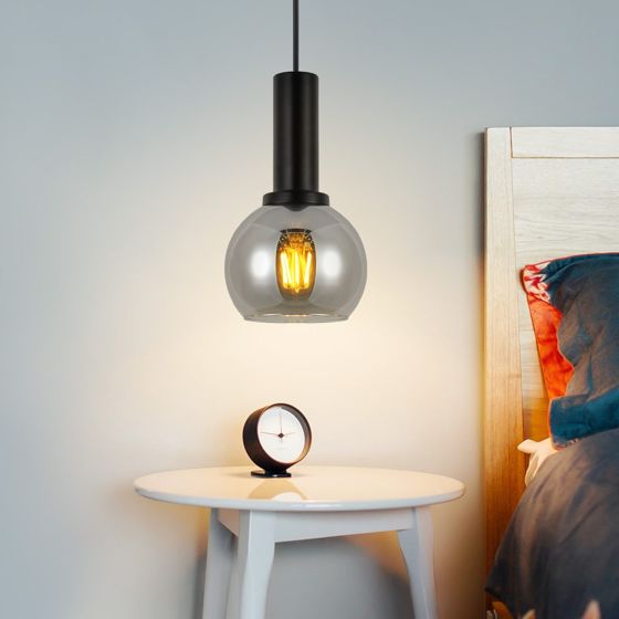 NETTLIFE Vintage pendellampe til spisebord - Industriel sort glas pendellampe med 1 lyskilde E27