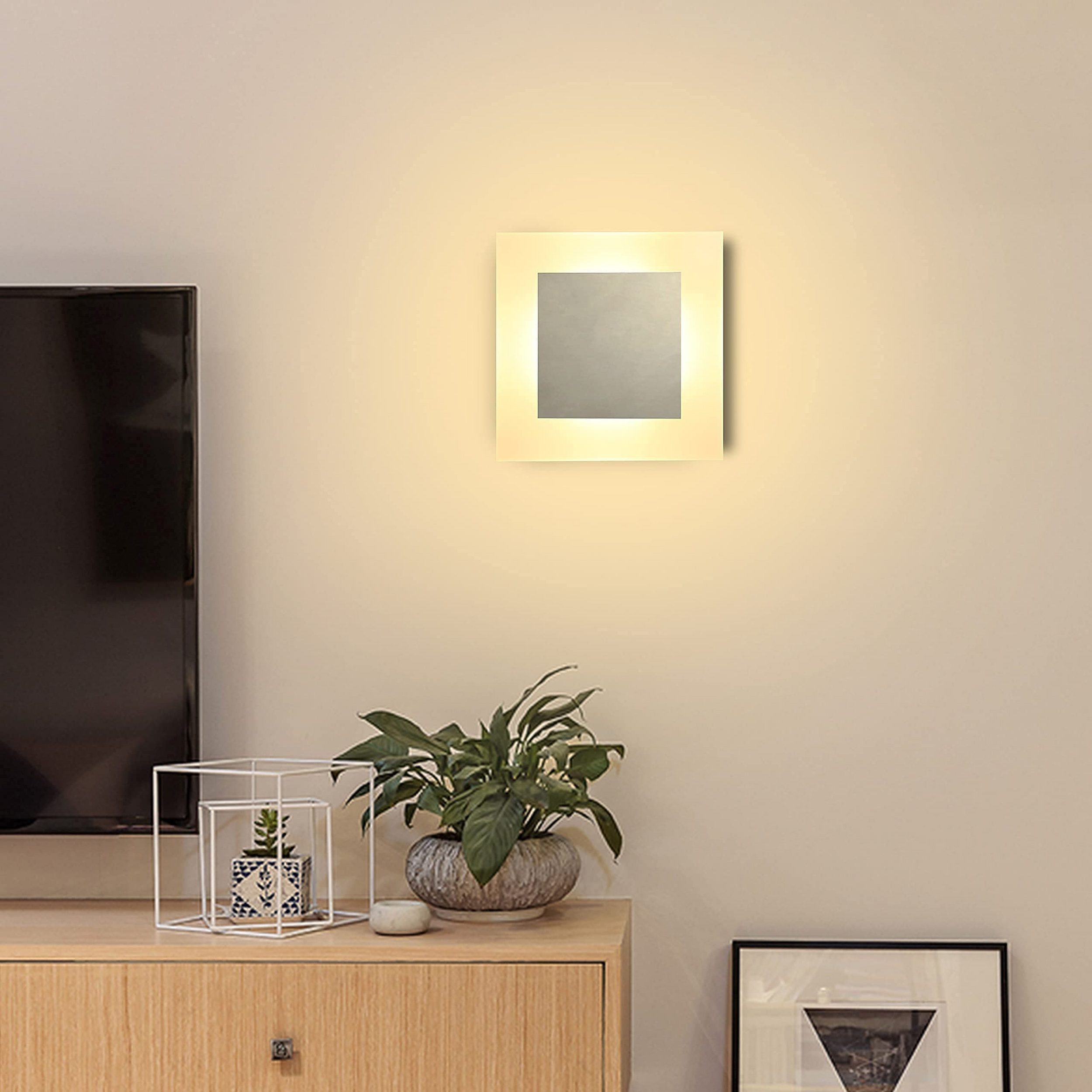 NETTLIFE LED-væglampe til indendørs brug, moderne væglampe, 3000K, varm hvid, jern og akryl, Ø16 cm, 7 W, entrelampe