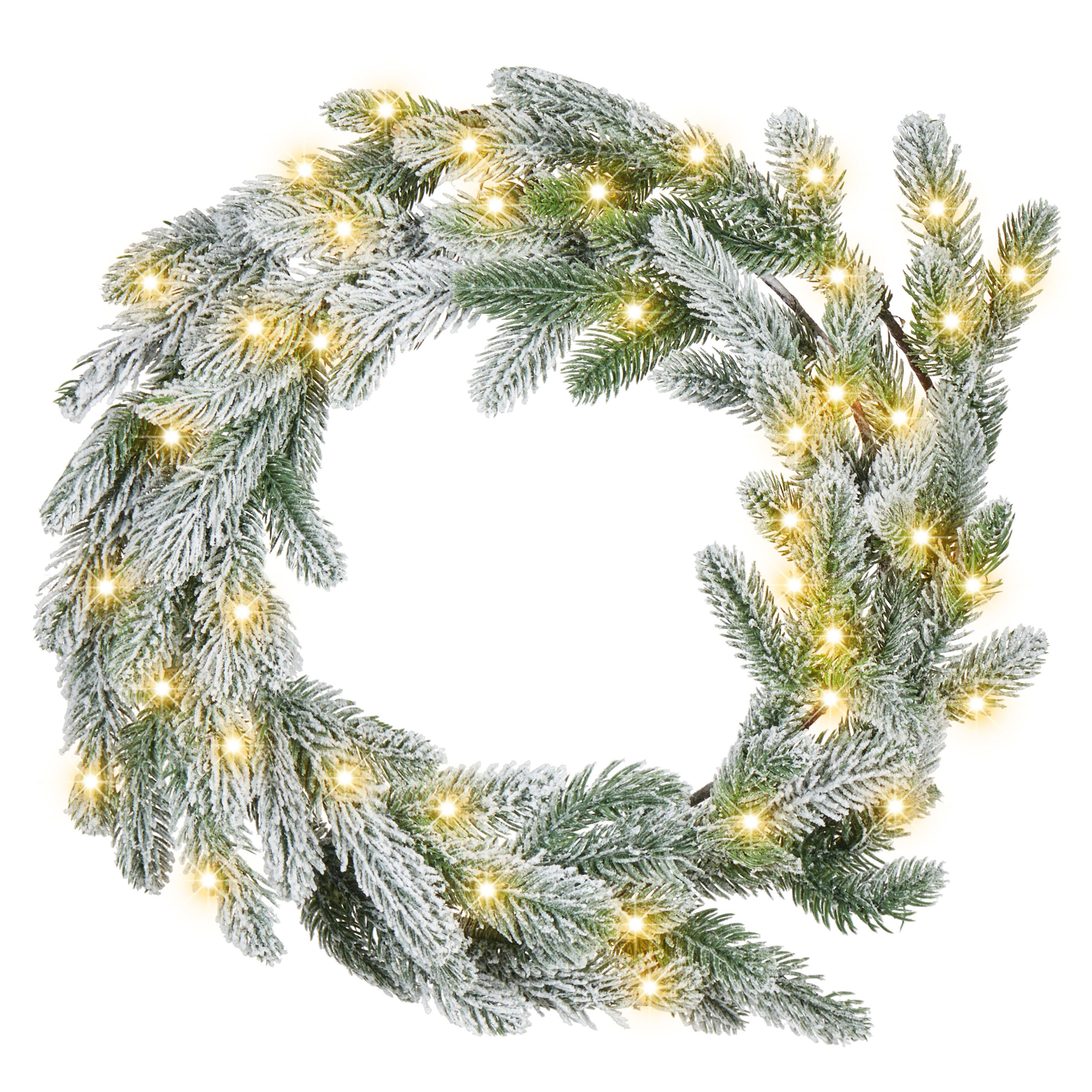 Sneklædt julekrans LED ALBINI 45 cm Grøn
