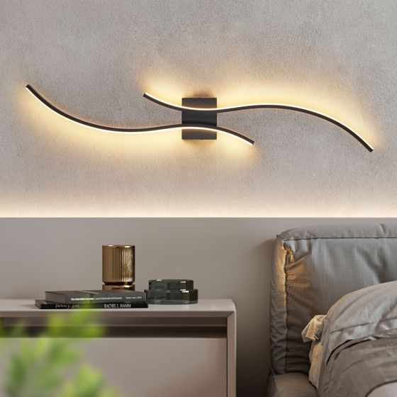 NETTLIFE Indendørs LED Væglampe - 14 W Entrelampe 100 CM Sort Trappelampe Moderne Bølgemønster 3000K