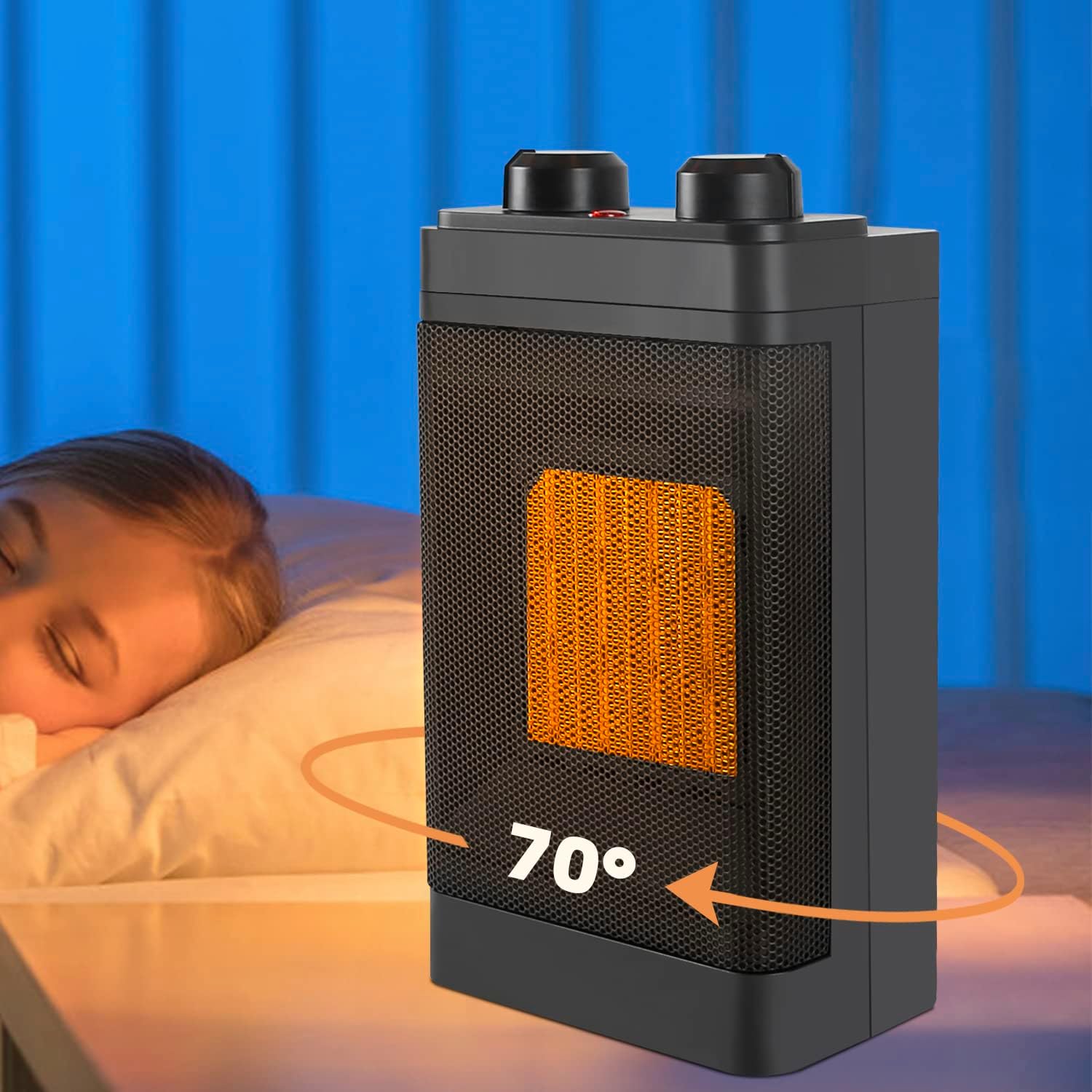 NETTLIFE PTC keramisk varmeblæser 1500W, 3 stille driftstilstande, 70°C termostat, oscillation, overophedningsbeskyttelse