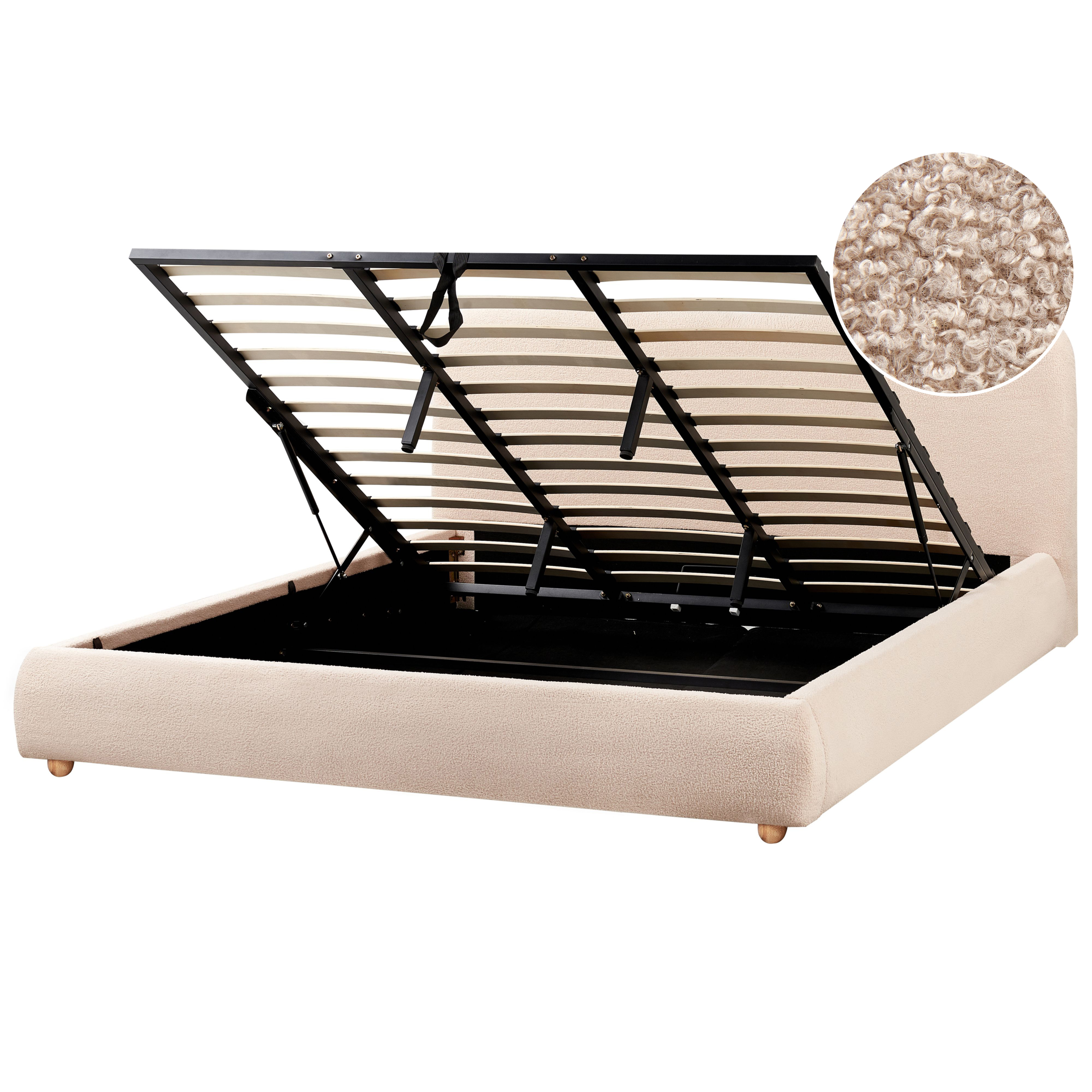 Seng med opbevaring BLAGNAC Boucle Beige 180 x 200 cm