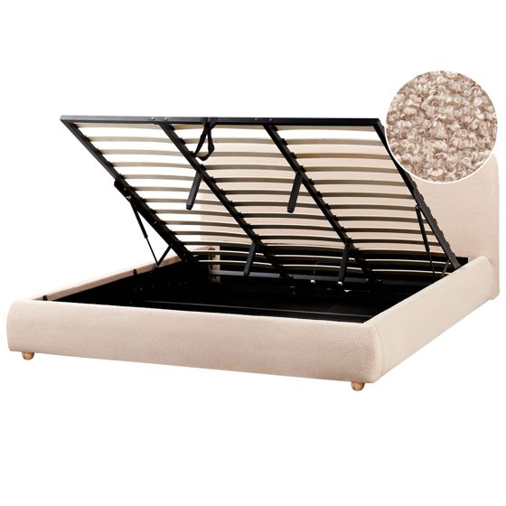 Seng med opbevaring BLAGNAC Boucle Beige 180 x 200 cm