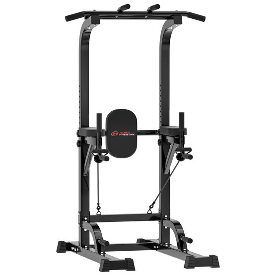 Power Tower pull up bar og dip station justerbar højde til hjemmetræning