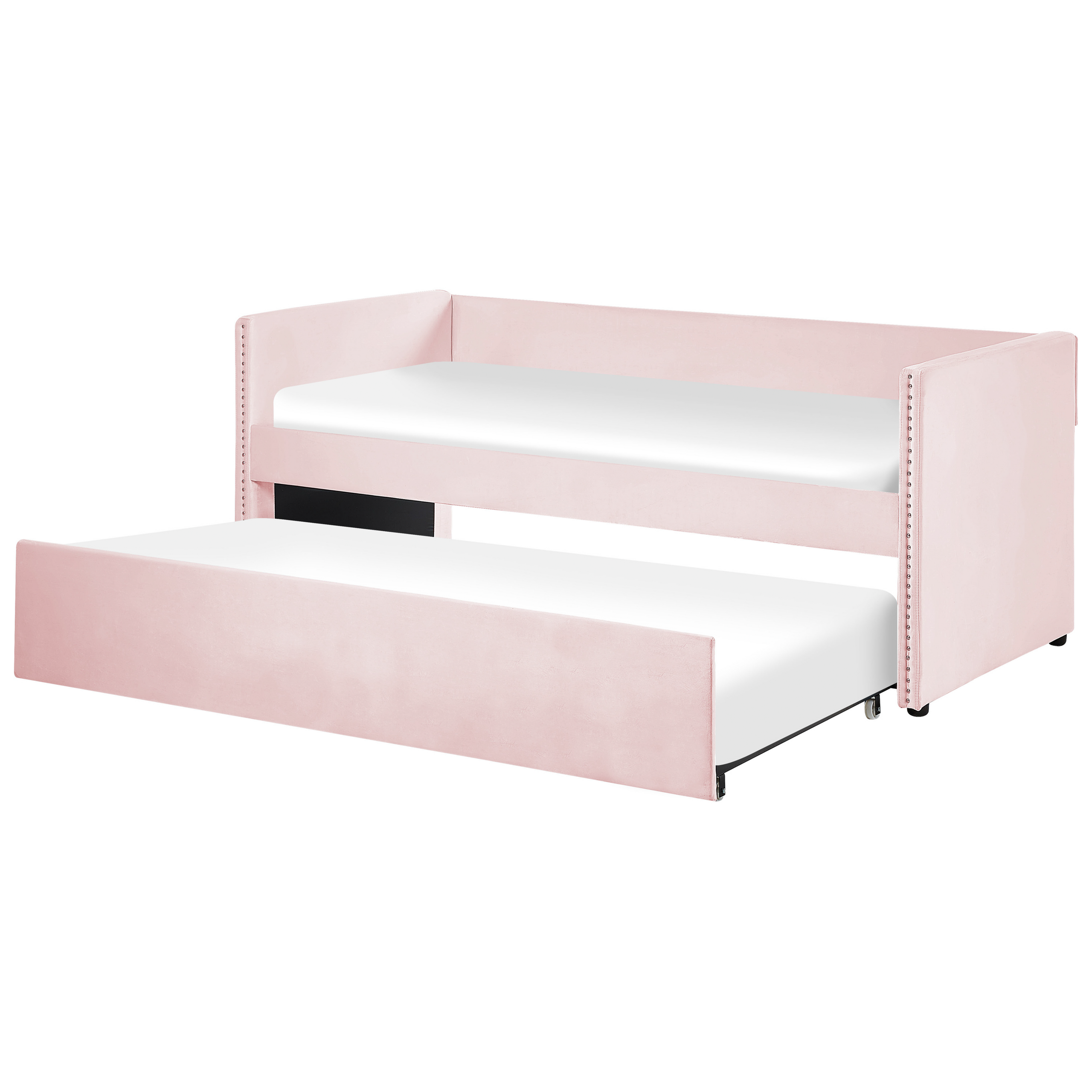 Udtræksseng Velour TROYES 90 x 200 cm Pastellrosa