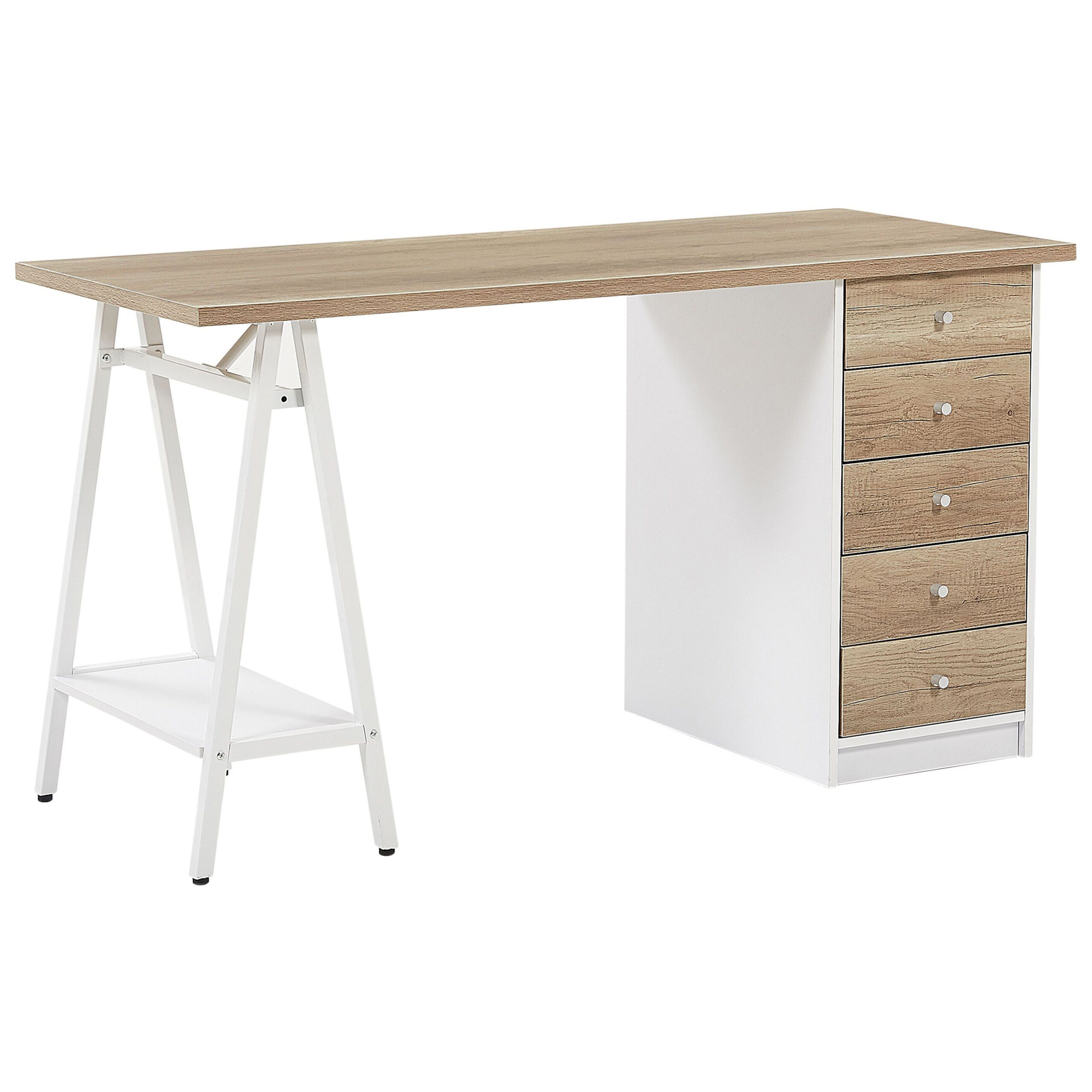 Skrivebord HEBER 140 cm 60 cm med skuffer Brun/hvid