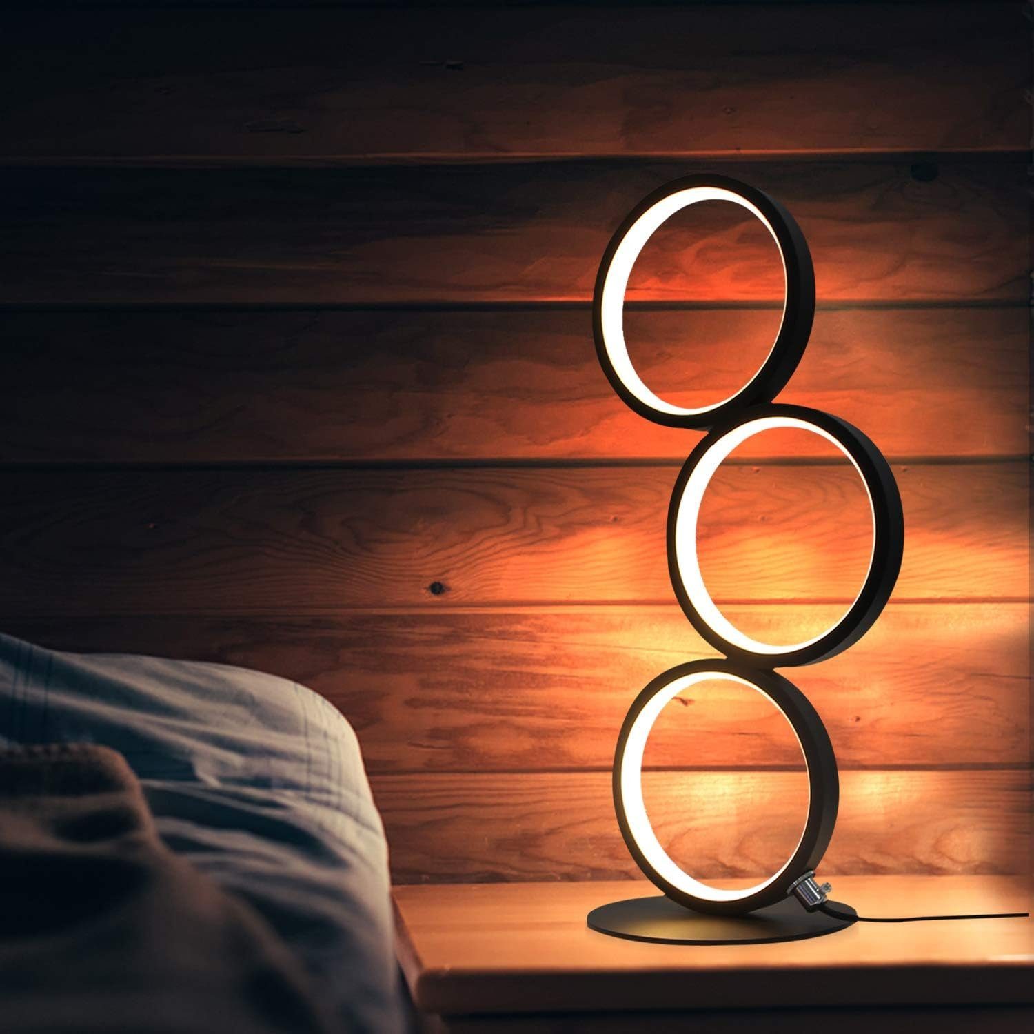 NETTLIFE LED-bordlampe sort, dæmpbar med touchskærm, moderne metaldekorationsringdesign - læselampe i aluminium