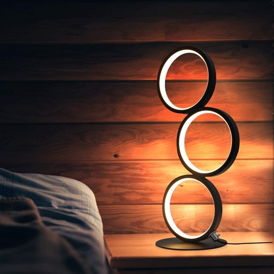 NETTLIFE LED-bordlampe sort, dæmpbar med touchskærm, moderne metaldekorationsringdesign - læselampe i aluminium