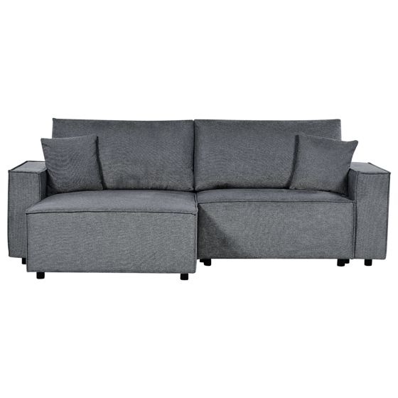 Hjørnesovesofa 3 personers KARILA med opbevaring Mørkegrå Højrevendt
