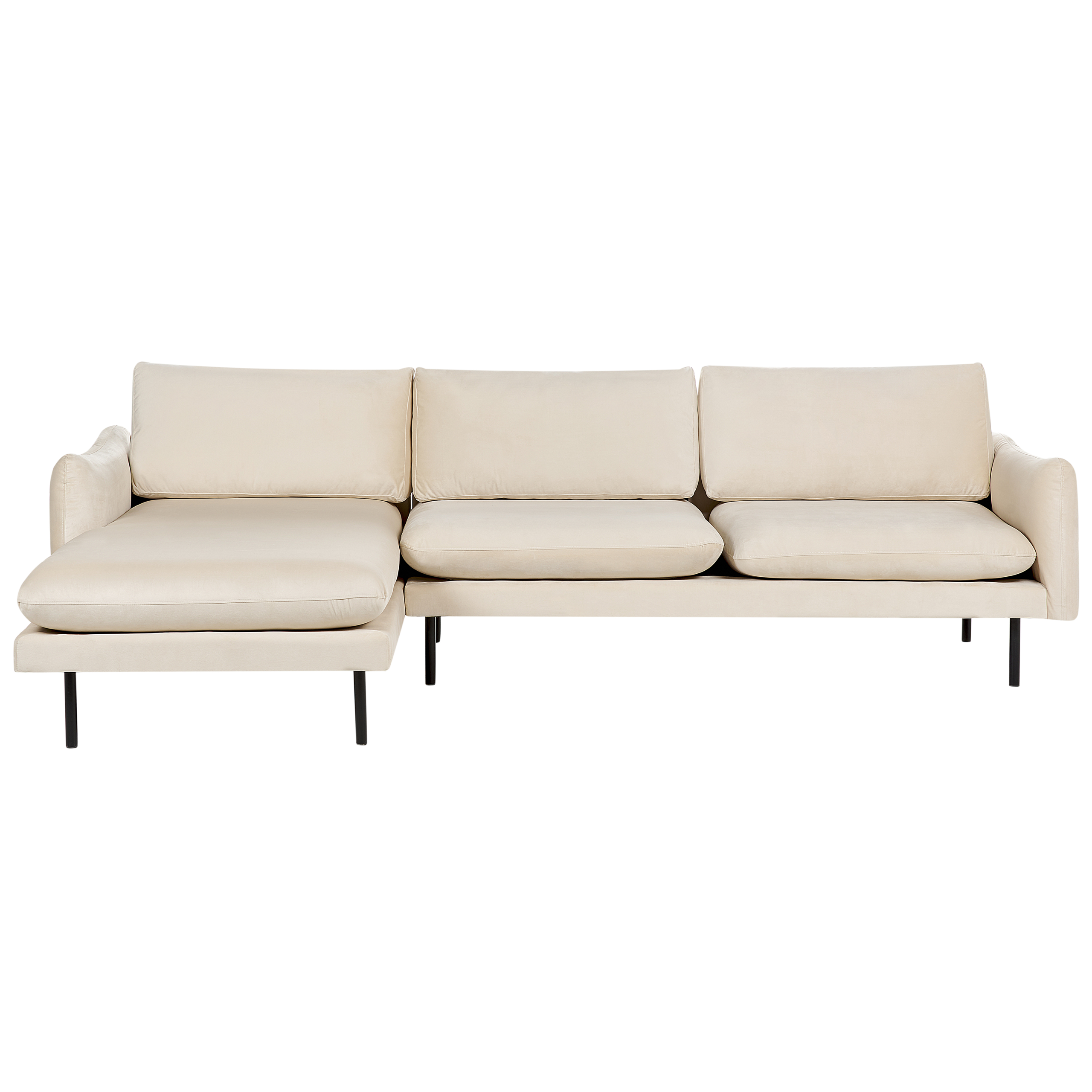 Hjørnesofa 4 personers VINTERBRO Velour Lys Beige Højrevendt
