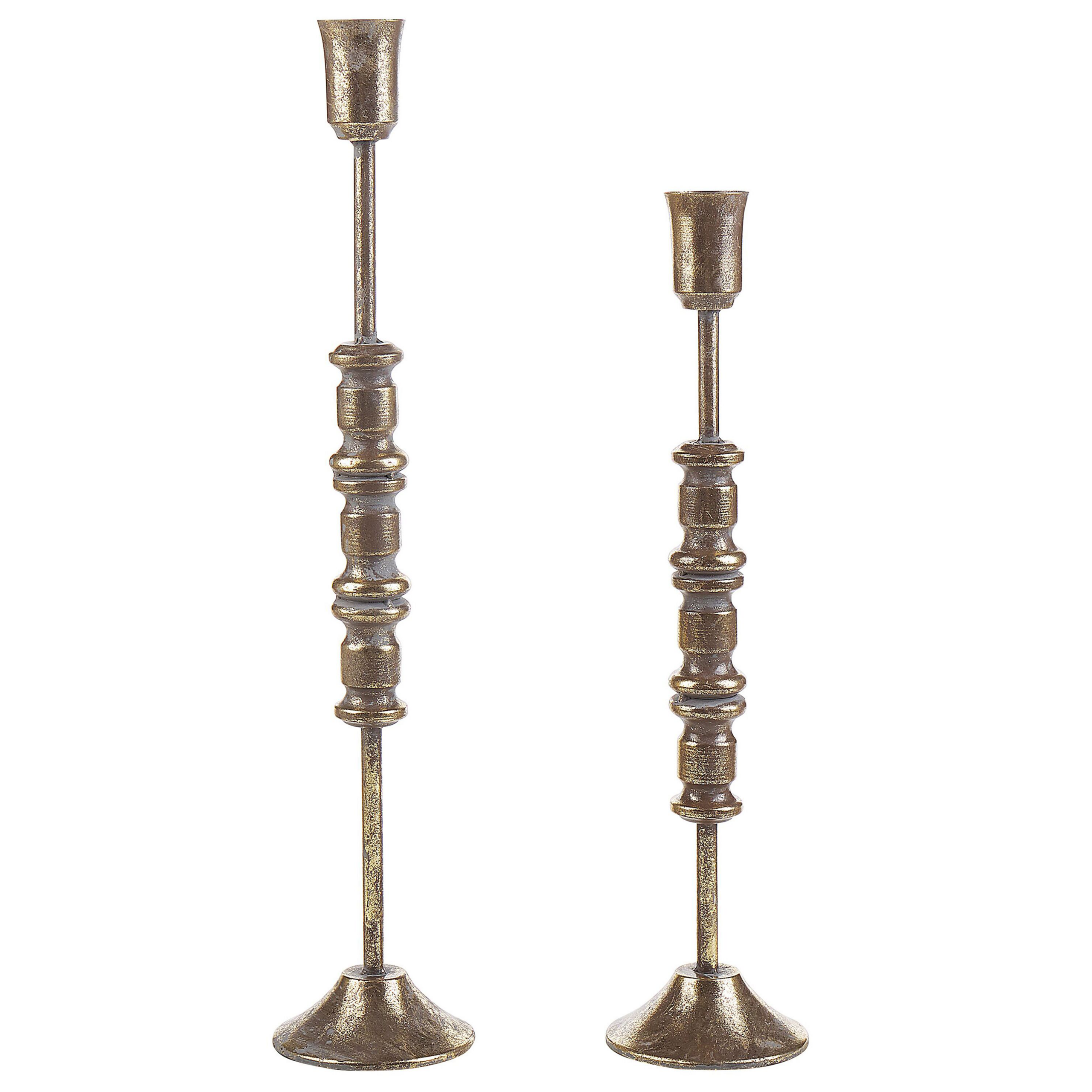 Sæt af 2 lysestager SALAMINA 63/49 cm Metal Guld