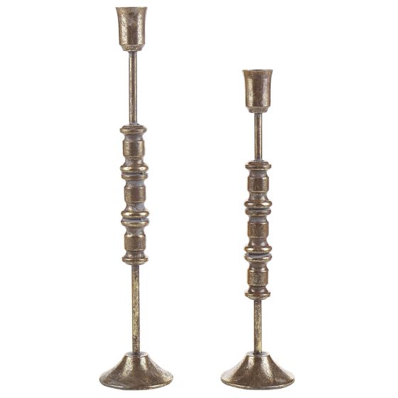 Sæt af 2 lysestager SALAMINA 63/49 cm Metal Guld