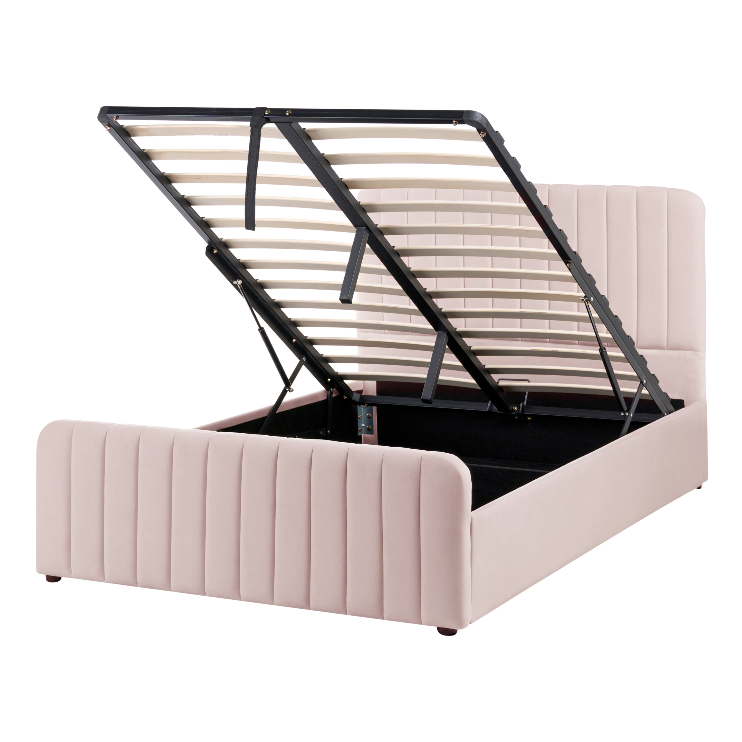 Seng med opbevaring LUNAN Pastellrosa 120 x 200 cm