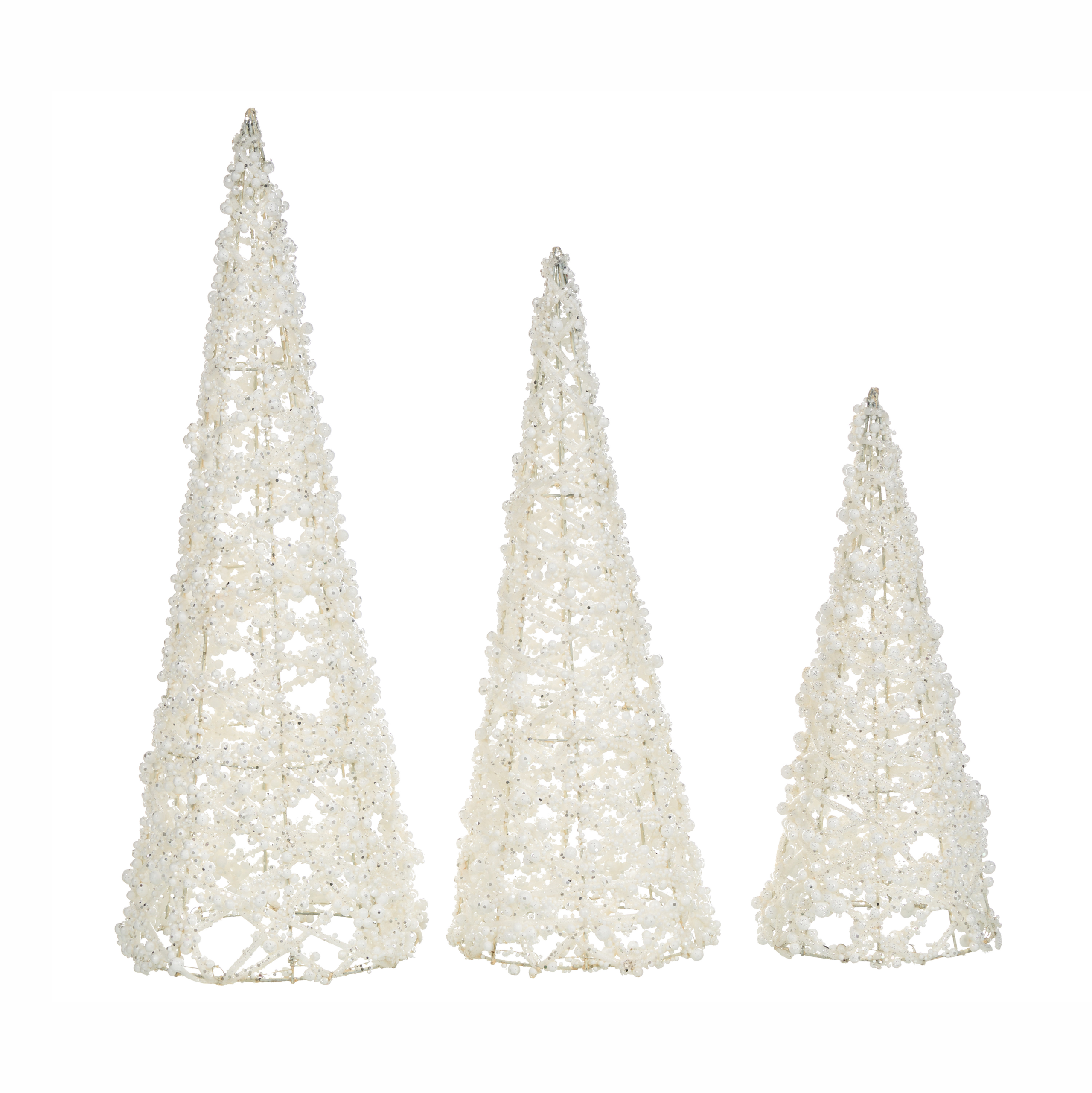 Sæt af 3 figurer ROSAN 40/50/60 cm Juletræ Hvid