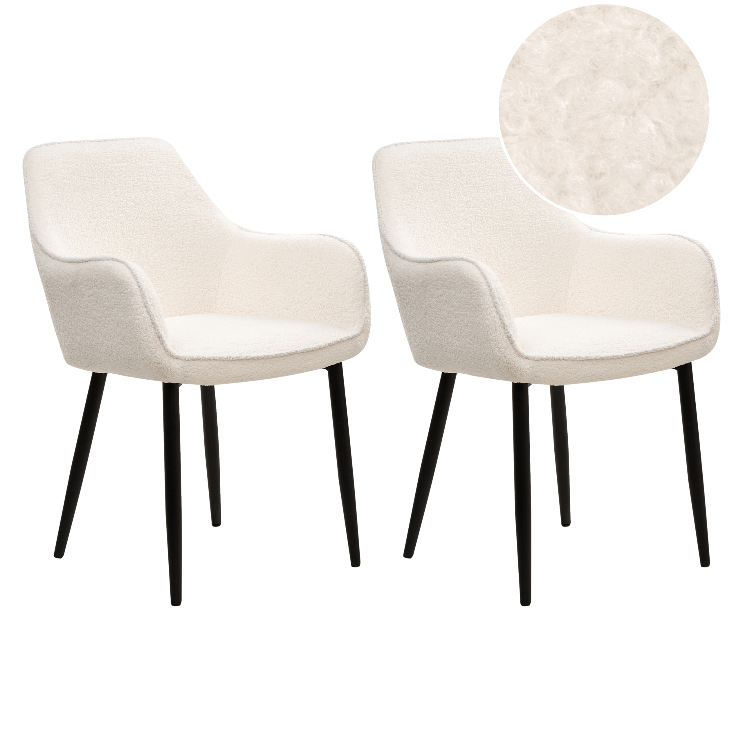 Sæt med 2 spisebordsstole ALDEN Boucle Hvid